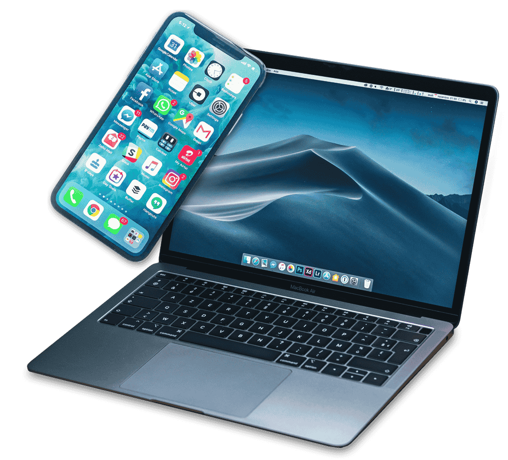 Ein PC mit einem Smartphone